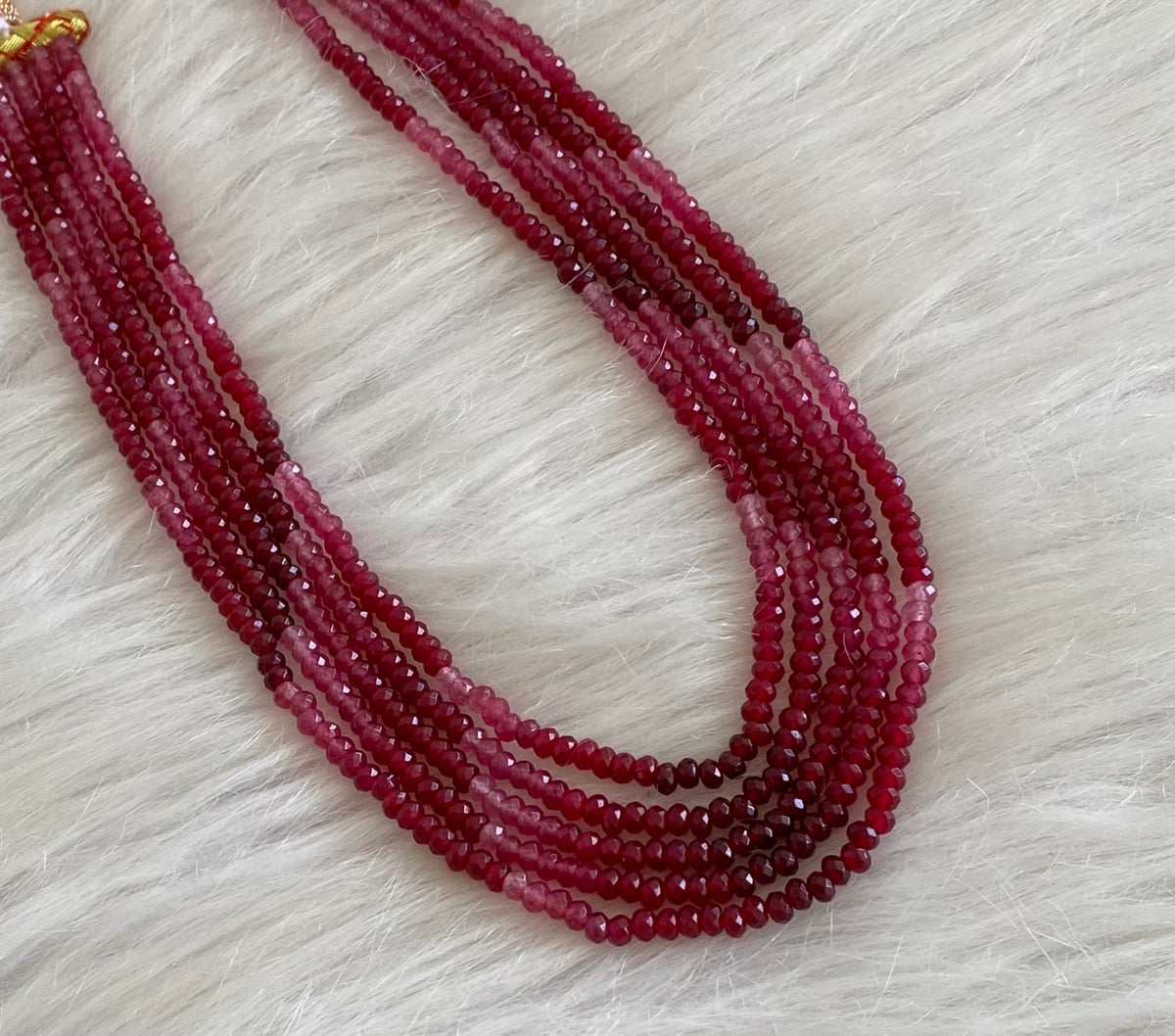 Magenta pink colour agates beaded layered necklace dj-54962
