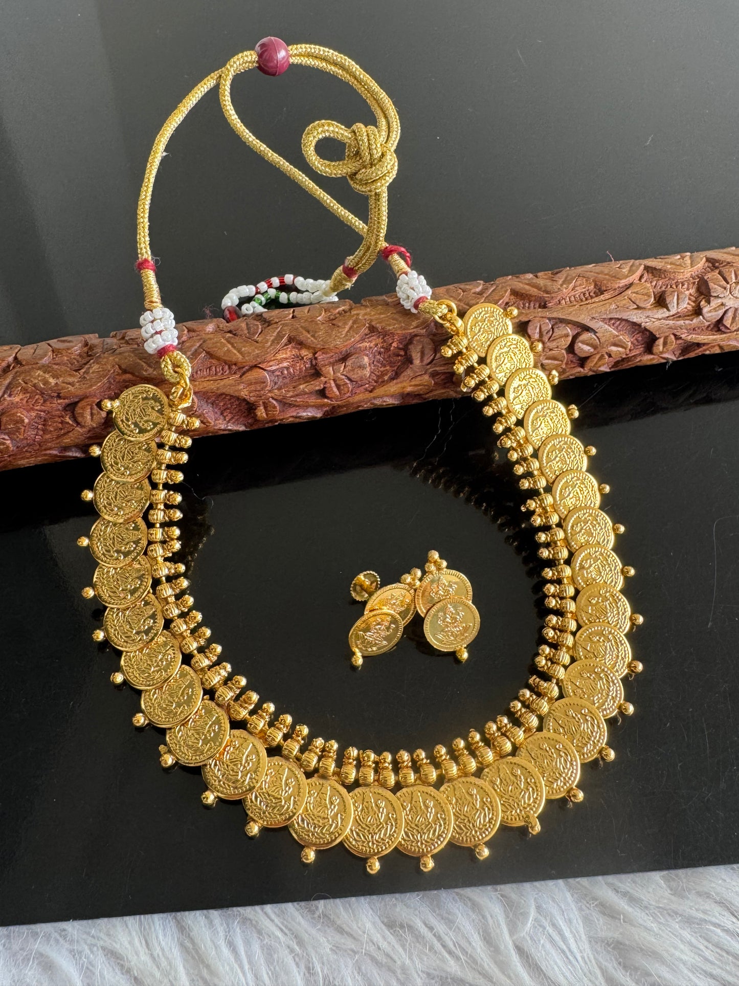 Gold tone Lakshmi coin necklace dj-51111