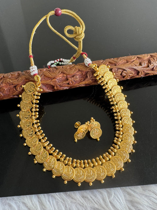 Gold tone Lakshmi coin necklace dj-51111