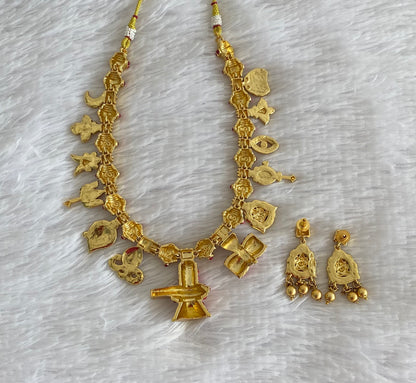 Antique gold tone Shivling kundan jadau necklace set dj-54886