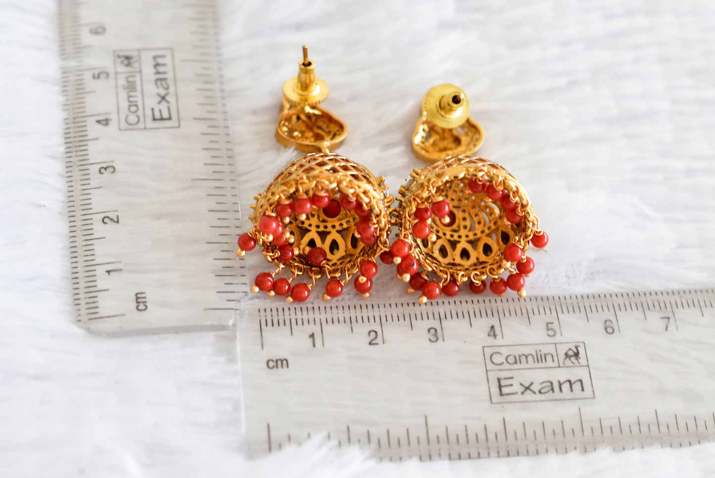 Matte finish cz coral lakshmi jhumkka dj-52158