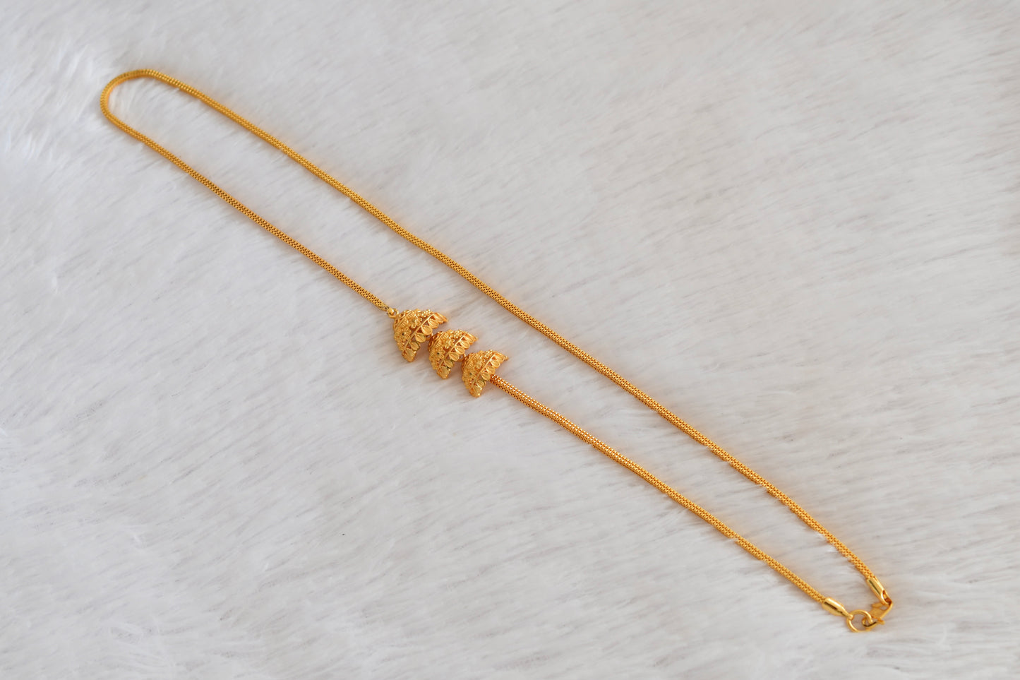 Gold tone 24 inches jhumkka style mugappu chain Dj-53312