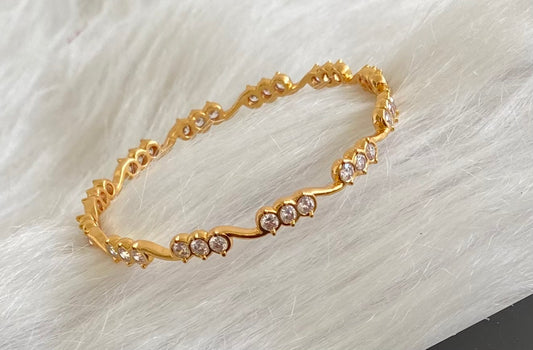 Gold tone white stone bangle(2.12) Dj-53903