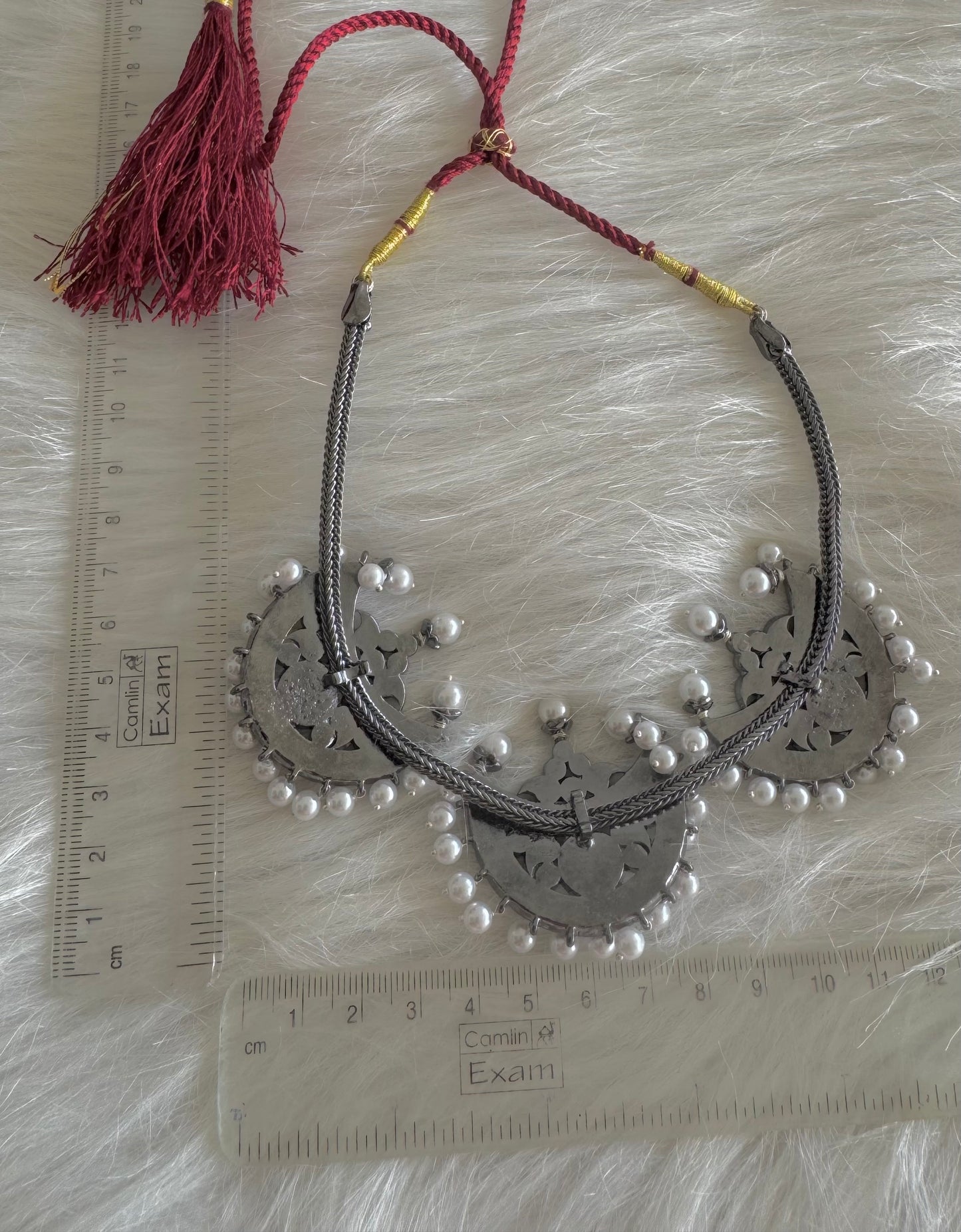 Black finish precious kemp pearl moon necklace Dj-51170