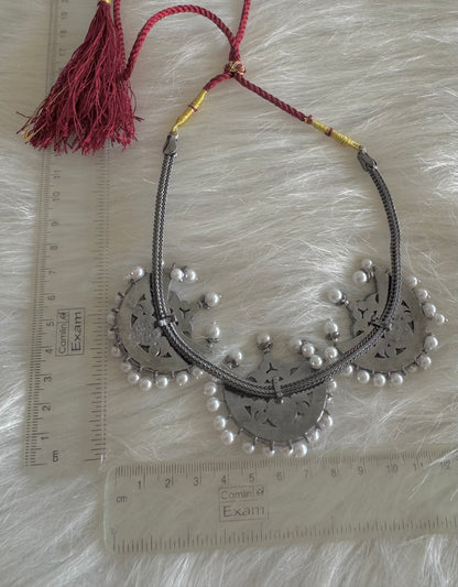 Black finish precious kemp pearl moon necklace Dj-51170