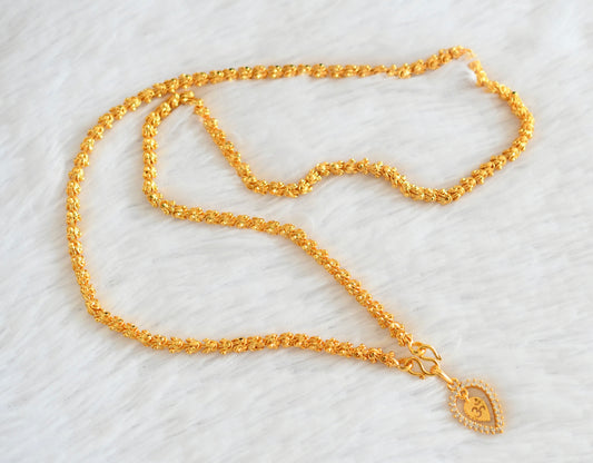 Gold tone chian with white stone om pendant dj-53099