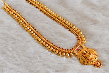 Gold look alike kerala style AD pink lakshmi mango haar dj-51953