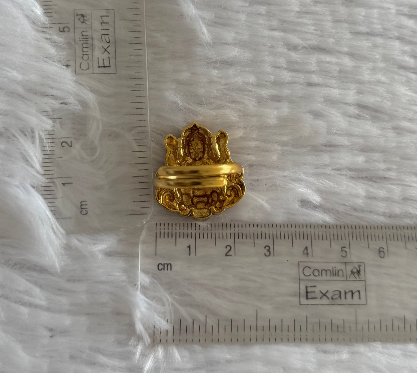 Antique gold tone Nakshi Lakshmi adjustable finger ring dj-51404