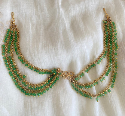 Antique gold tone sea green beaded multi layer ear side chain dj-52635