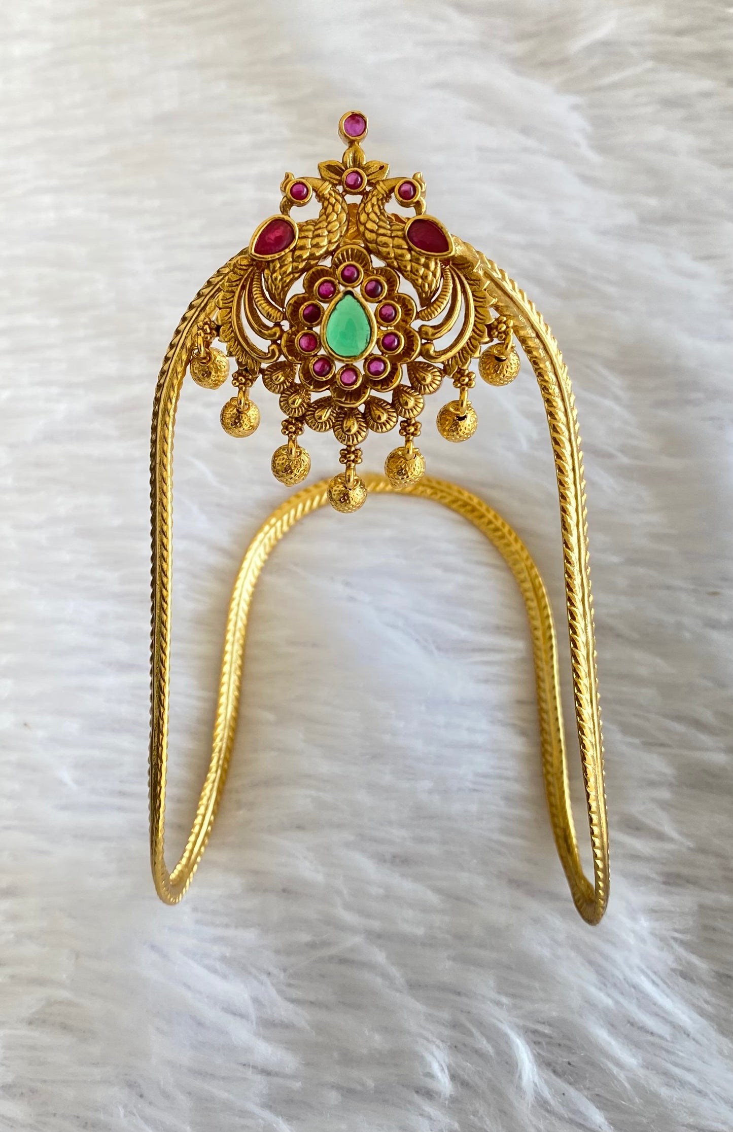 Antique gold tone cz ruby-green peacock vanki/bajuband dj-52746