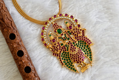 Matte finish kemp-green big Karthikeya pendant necklace dj-51813