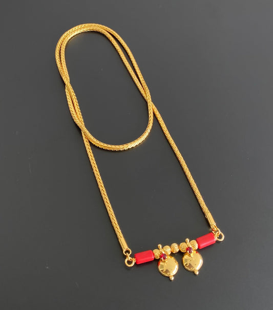 Gold tone 24 inches coral beaded bottu mangalyam dj-54113