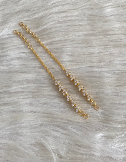 Gold tone white stone ear side chain dj-55888