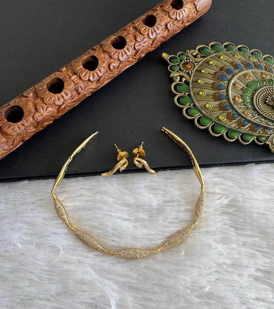 Matte finish cz white stone necklace set dj-52118