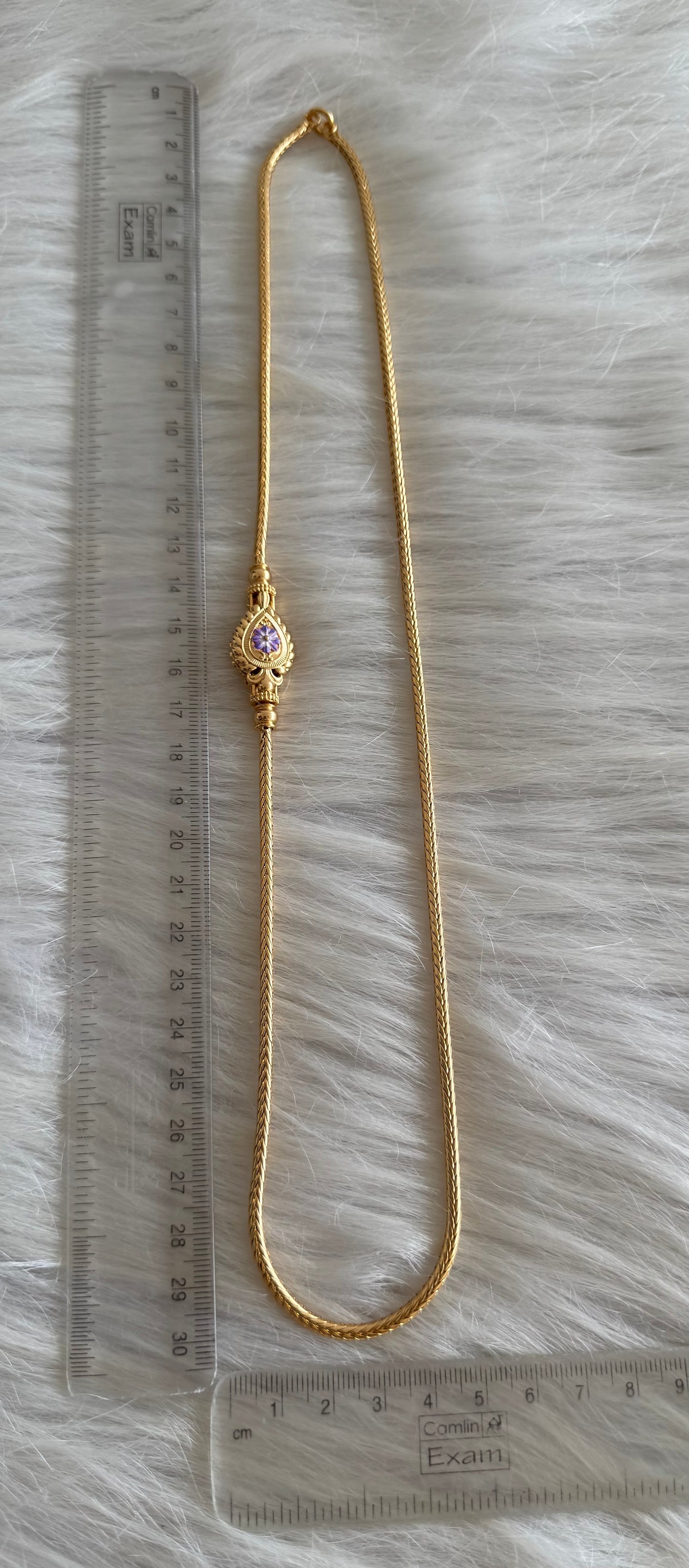 Gold tone 22 inches pink-purple meenakari reversible mugappu chain dj-51267