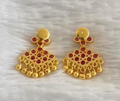 Gold tone ruby stone pathakkam earrings dj-44895