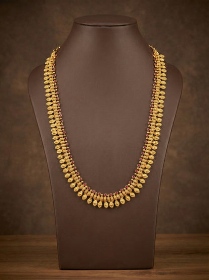 Gold look alike kerala style ad pink feather haar dj-51635