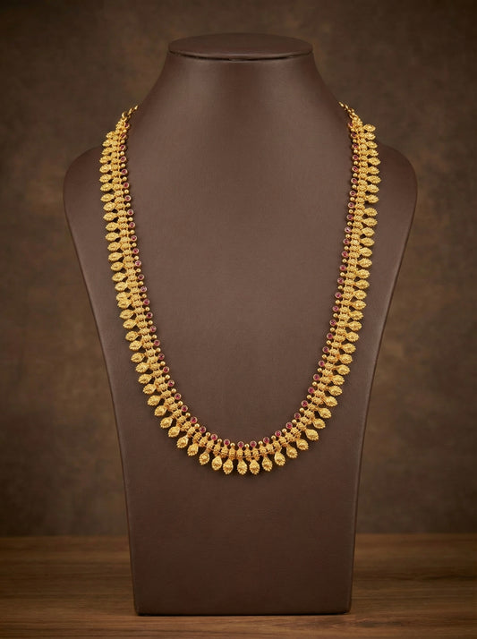 Gold look alike kerala style ad pink feather haar dj-51635