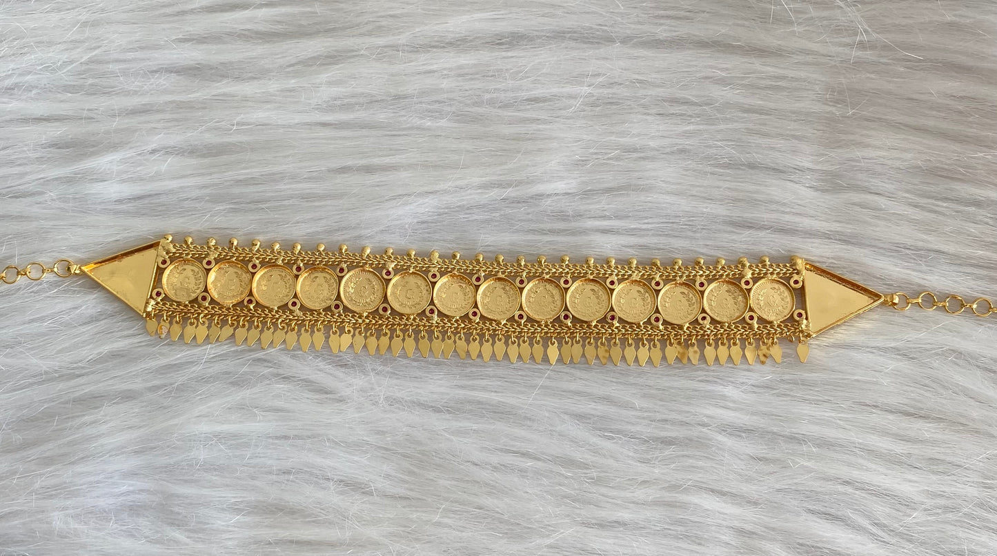 Gold tone kerala style elakka lakshmi coin choker necklace dj-54103