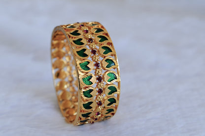 Gold tone Kerala style green double layer mango bangle(2.6) dj-52704