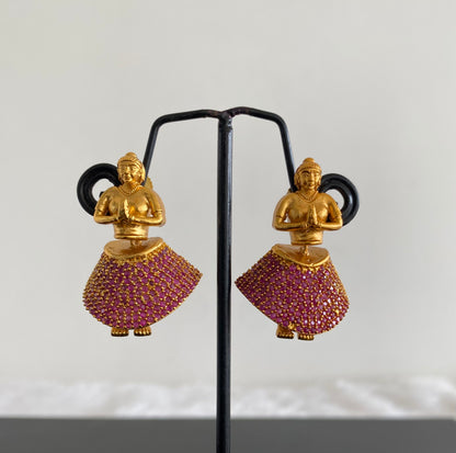 Matte Finish Cz Ruby Dancing Doll jhumkka DJ31004