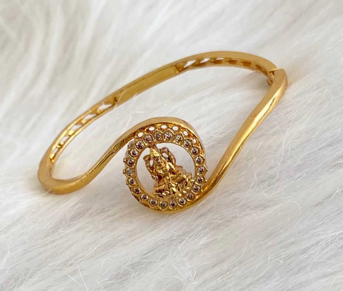 Antique gold tone lakshmi  lock type openable kada/bracelet dj-53891
