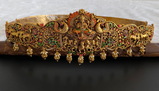 Matte finish meenakari lakshmi peacock horse waist belt dj-53521