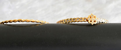 Gold tone AD white flower 2 pc bangle set (2.4) dj-51788