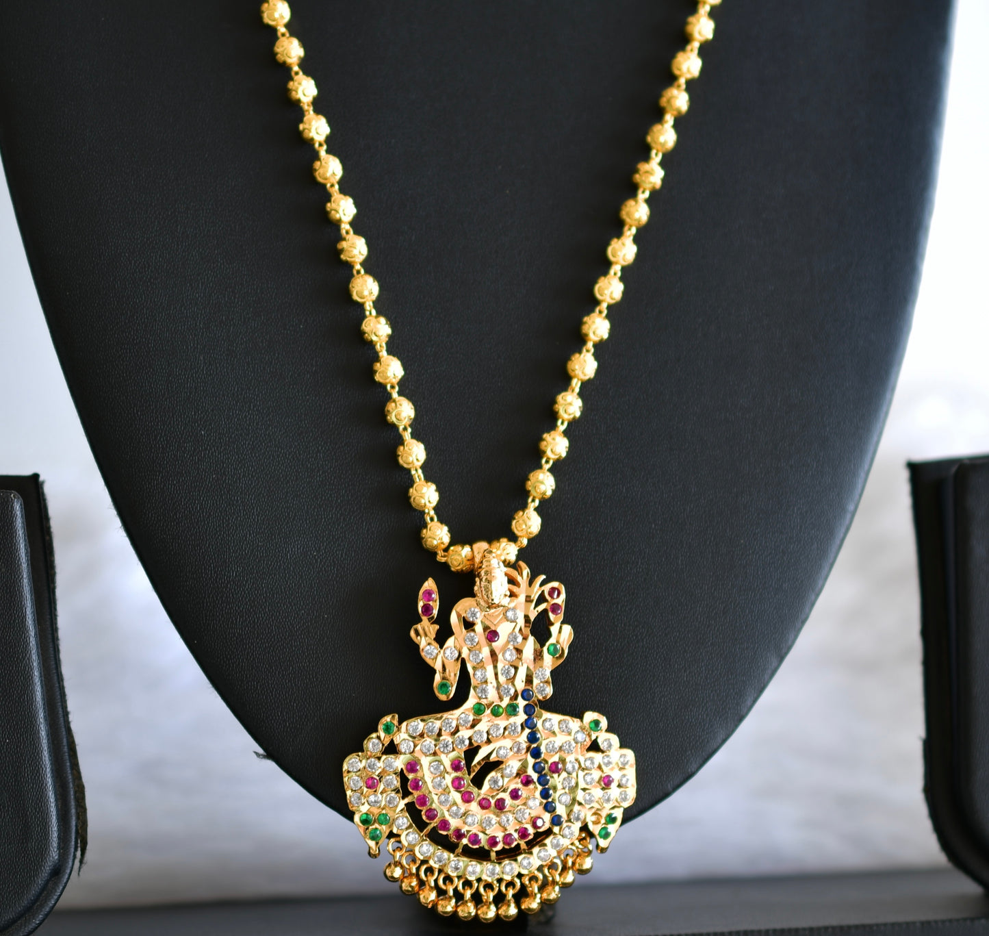 Gold tone 24 inches chain with AD Kamakshi pendant set dj-52634