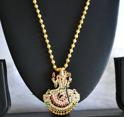 Gold tone 24 inches chain with AD Kamakshi pendant set dj-52634