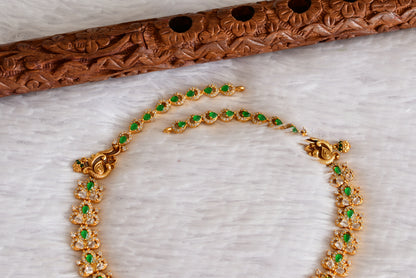 Matte finish cz green lakshmi peacock haar set dj-52435