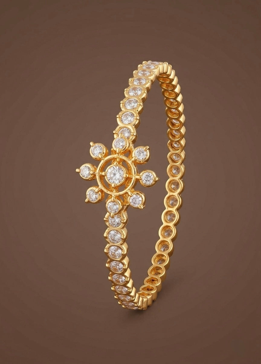 Gold tone AD white stone diamond look alike bangle/kada(2.4) Dj-53916
