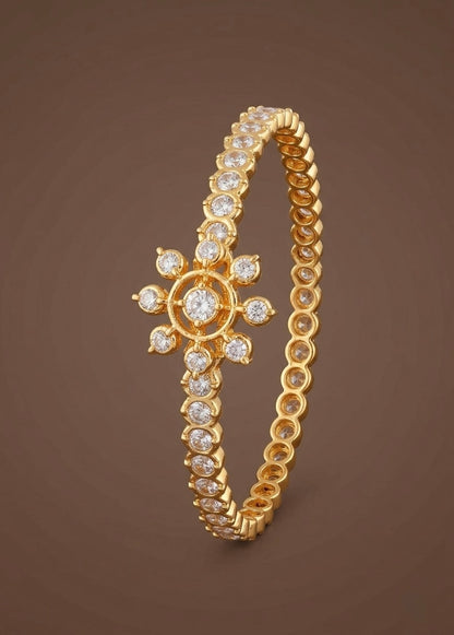 Gold tone AD white stone diamond look alike bangle/kada(2.4) Dj-53916
