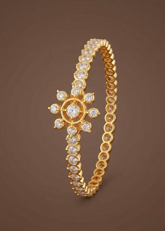 Gold tone AD white stone diamond look alike bangle/kada(2.8) Dj-53918
