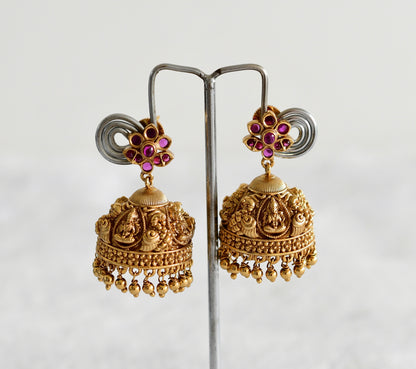 Antique gold tone kemp lakshmi peacock nakshi jhumkka dj-51872