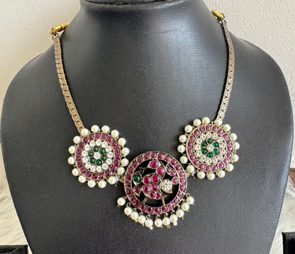 Black finish precious kemp peacock pearl necklace dj-51030