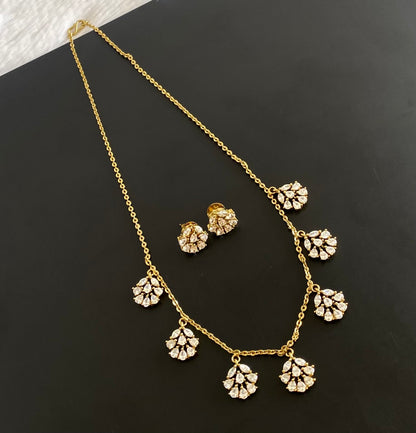Antique gold white stone necklace set dj-54413