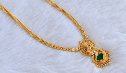 Gold tone kerala style lakshmi green palakka necklace dj-53081