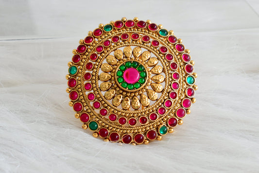 Antique gold tone kemp-green round  hair jewel(rakodi)dj-53611