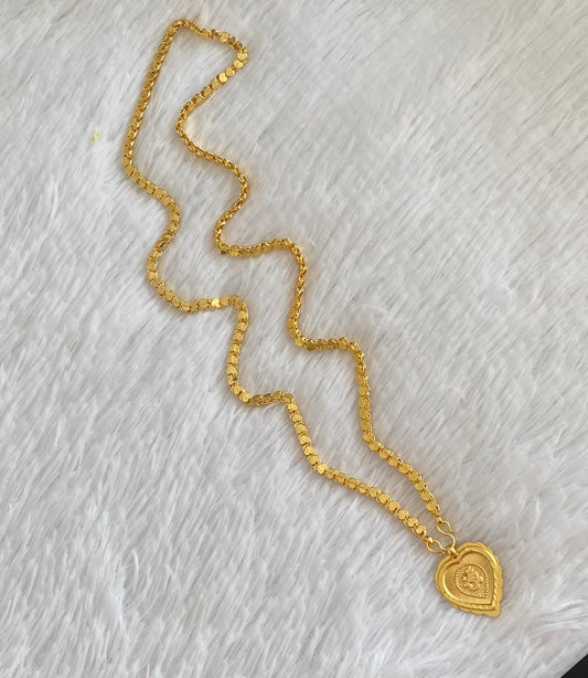 Gold tone 24 inches heart chain with om pendant dj-54385