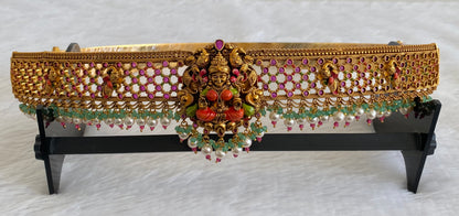 Matte finish meenakari lakshmi peacock waist belt dj-53518
