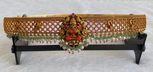 Matte finish meenakari lakshmi peacock waist belt dj-53518