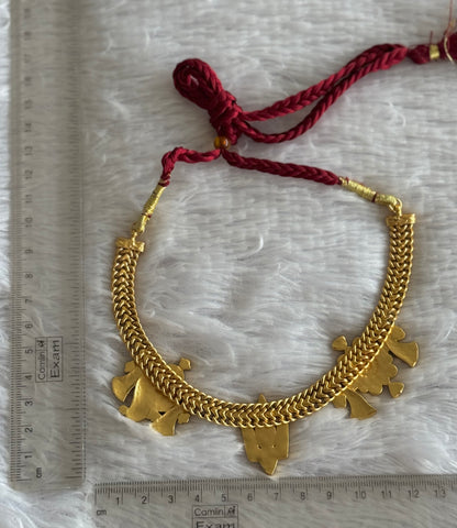 Antique gold tone jadau Shri Thirumal nama-shanku-chakra necklace dj-51549