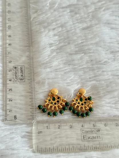 Gold tone green beaded stud/earrings dj-51614