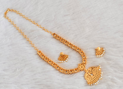 Gold tone AD white south Indian style necklace set dj-53301