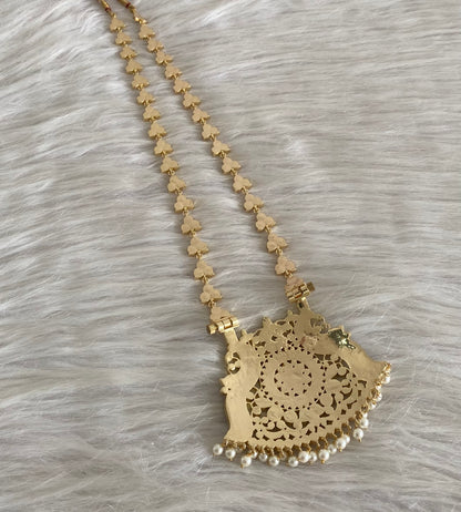Gold tone precious kemp-green-white peacock pearl haar dj-54723