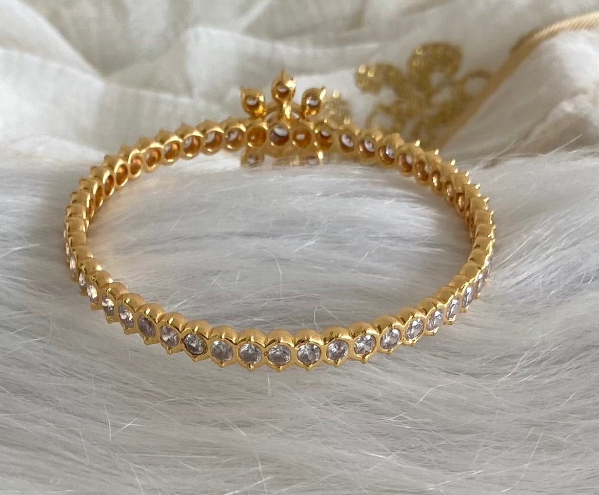 Gold tone AD white stone diamond look alike bangle/kada(2.4) Dj-53916