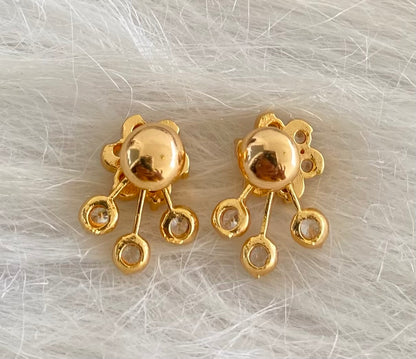 Gold tone AD white stone flower stud/earrings dj-53872