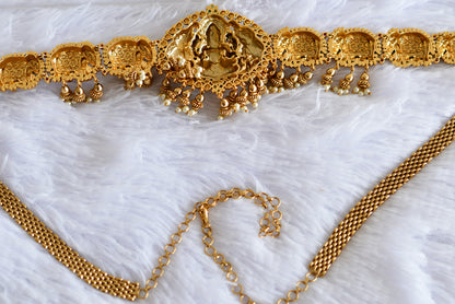 Antique gold tone kemp lakshmi elephant waist belt dj-52197