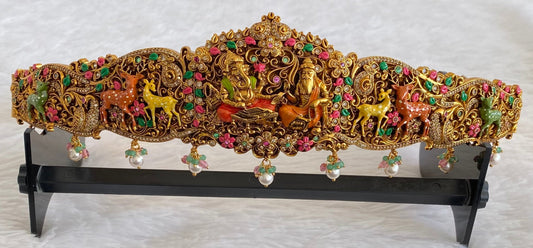 Matte finish meenakari ganesha waist belt dj-53517